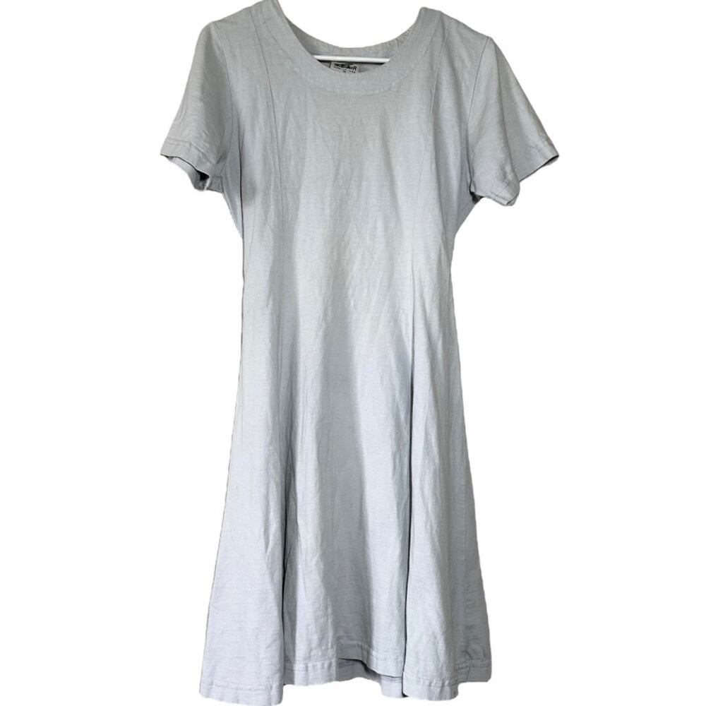 VTG Cotton 2 Wear Dress Short Sleeved Scoop Neck Plain Light Gray Medium